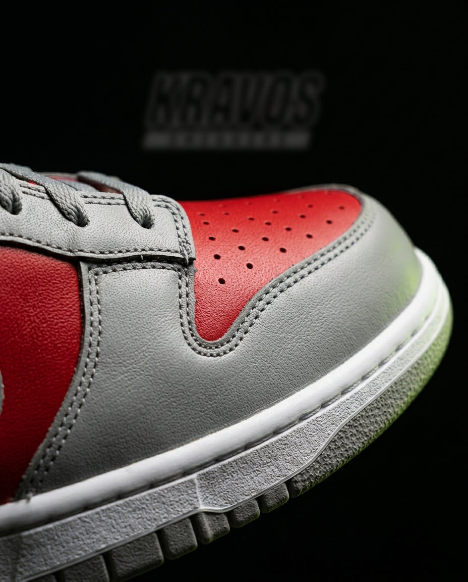 NK Leather Panelled Low Court Trainer Mixed 4 Grey Red