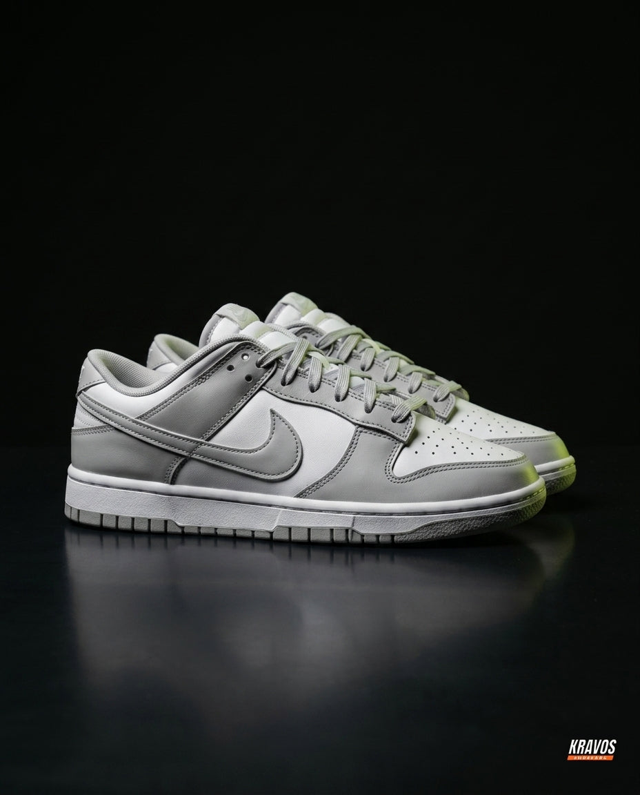 NK Leather Panelled Low Court Trainer Grey Grey White