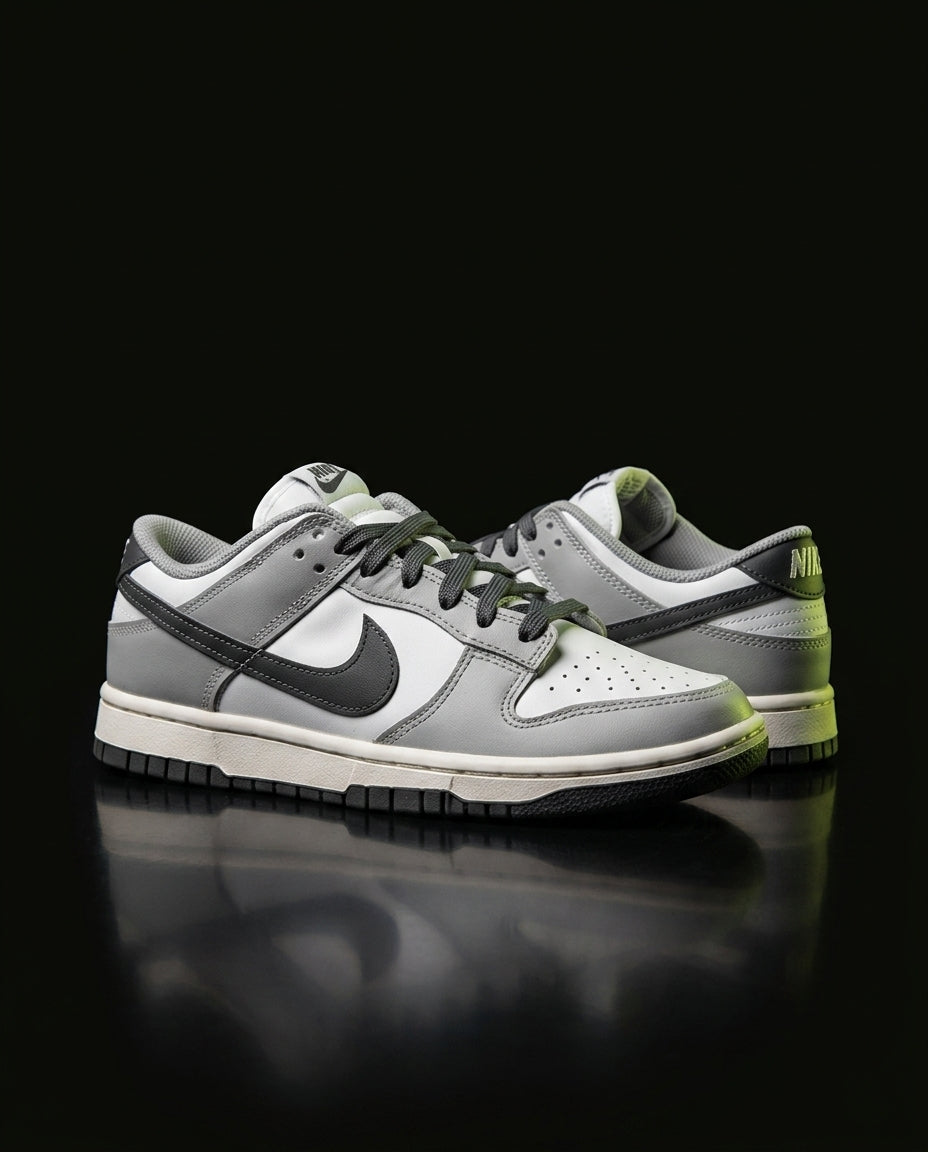NK Leather Panelled Low Court Trainer Grey Grey White Black
