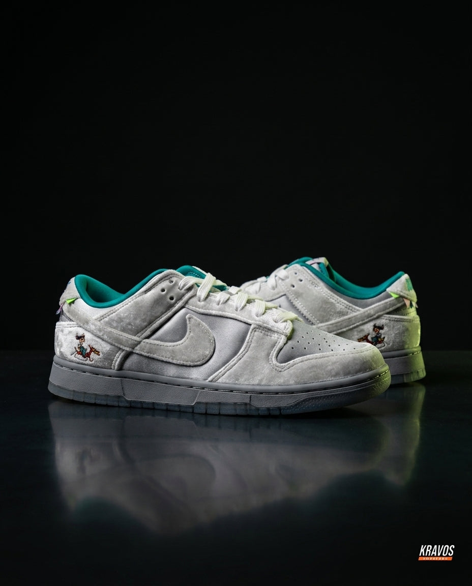NK Leather Panelled Low Court Trainer Grey Grey White Teal