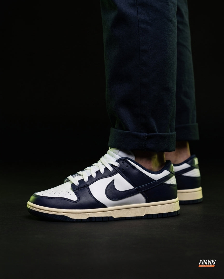 NK Leather Panelled Low Court Trainer Mixed 4 Navy White