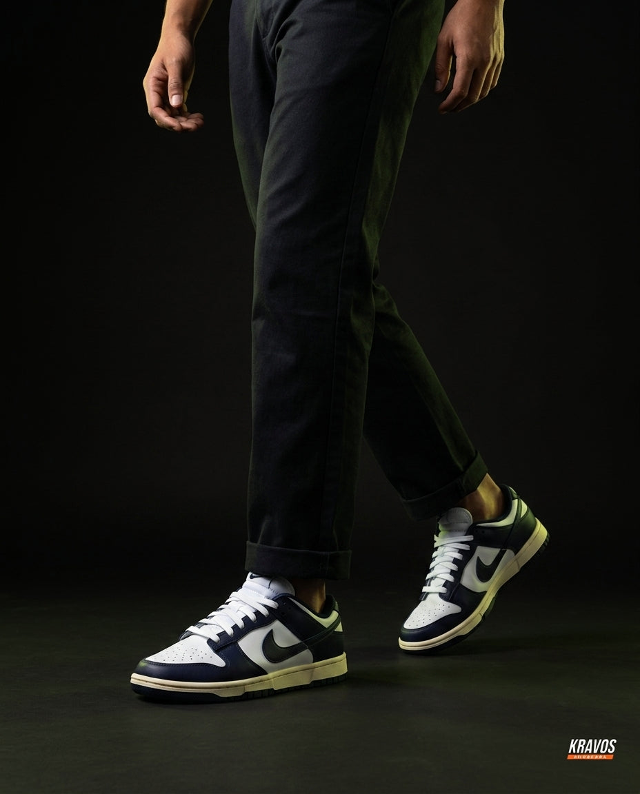 NK Leather Panelled Low Court Trainer Mixed 4 Navy White