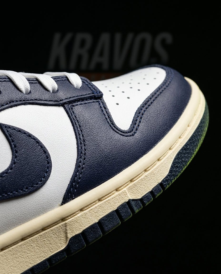 NK Leather Panelled Low Court Trainer Mixed 4 Navy White