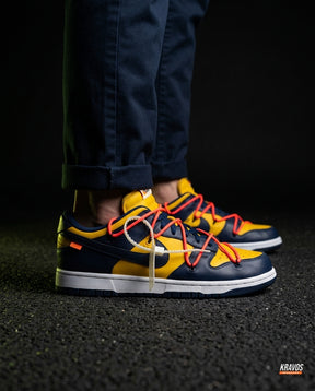 NK Leather Panelled Low Court Trainer Mixed 3 Navy Yellow