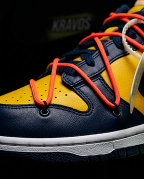 NK Leather Panelled Low Court Trainer Mixed 3 Navy Yellow