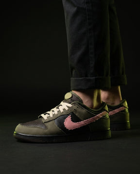 NK Leather Panelled Low Court Trainer Green Olive Black Pink