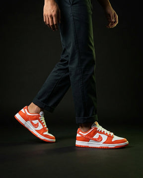 NK Leather Panelled Low Court Trainer Mixed 3 Orange White