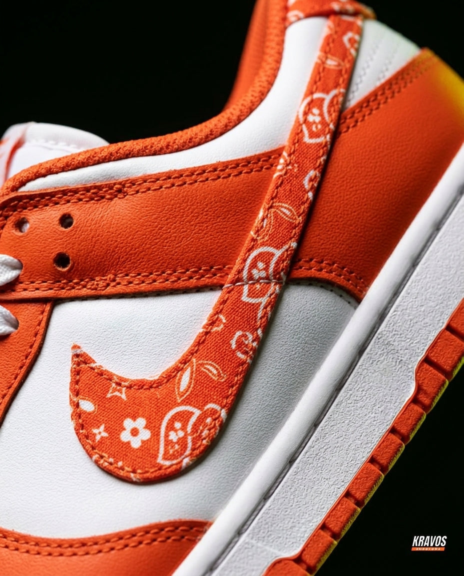 NK Leather Panelled Low Court Trainer Mixed 3 Orange White