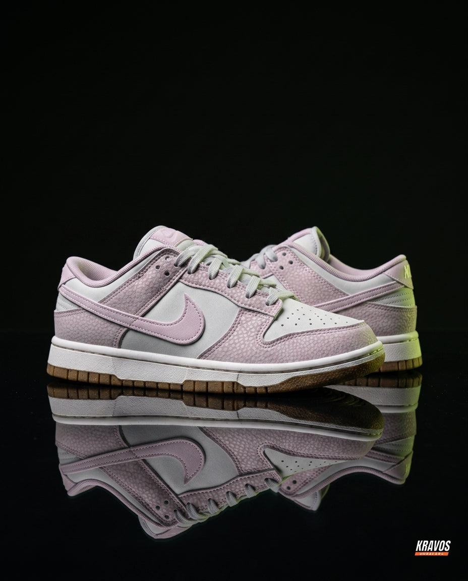 NK Leather Panelled Low Court Trainer Grey Pink Grey Gum