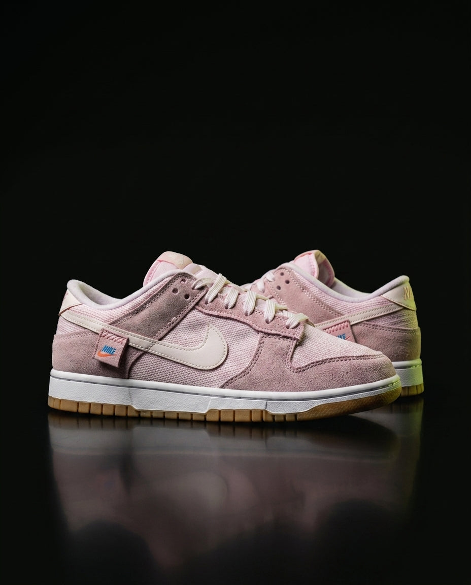 NK Leather Panelled Low Court Trainer White Pink Gum