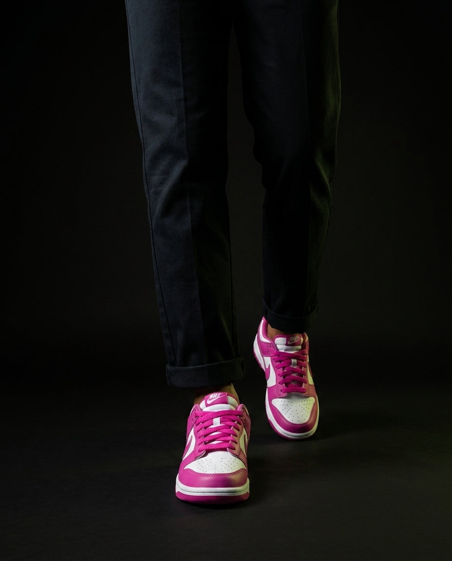 NK Leather Panelled Low Court Trainer Mixed 1 Pink White