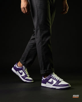 NK Leather Panelled Low Court Trainer Mixed 1 Purple White