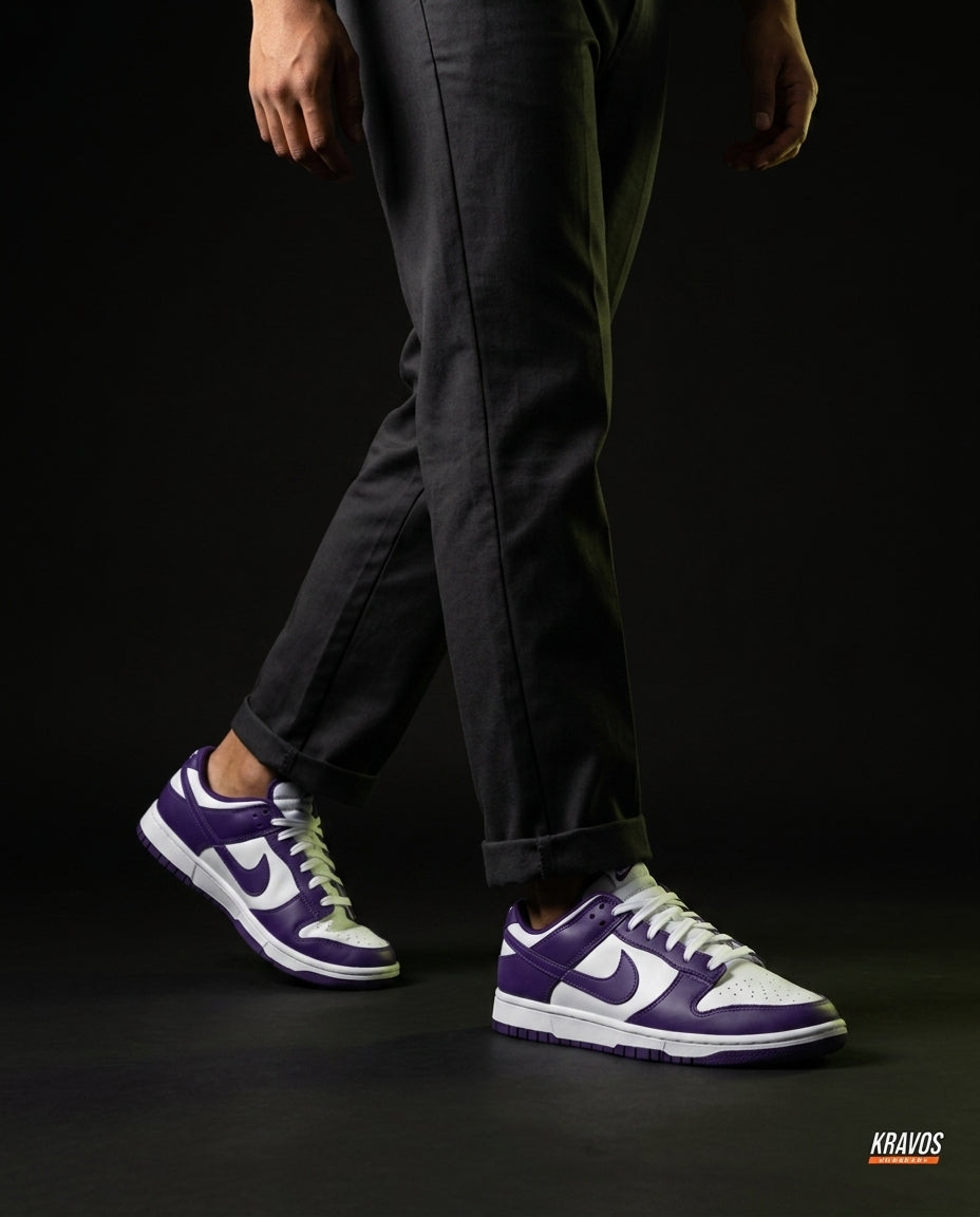 NK Leather Panelled Low Court Trainer Mixed 1 Purple White