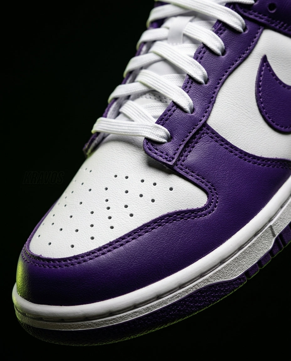 NK Leather Panelled Low Court Trainer Mixed 1 Purple White