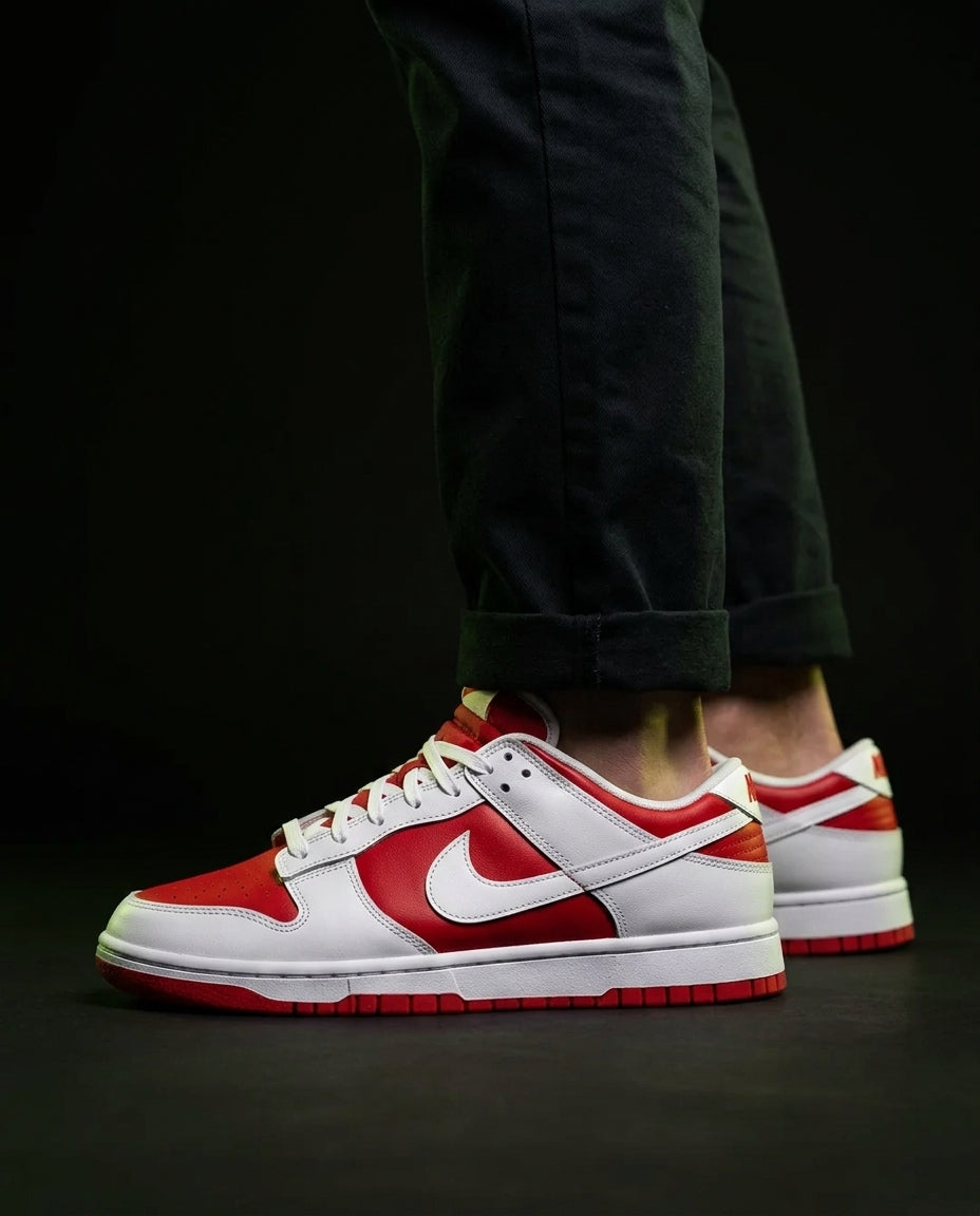 NK Leather Panelled Low Court Trainer Mixed 1 Red White
