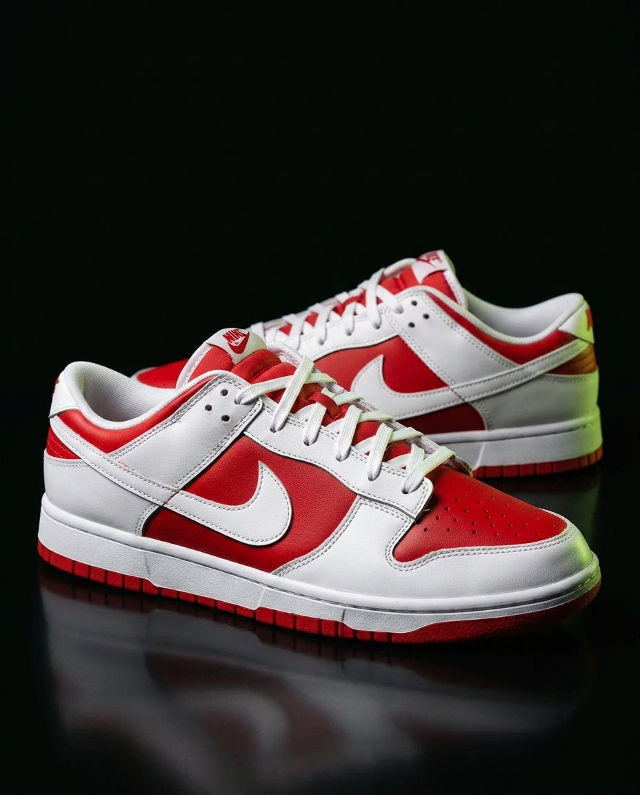 NK Leather Panelled Low Court Trainer Mixed 1 Red White