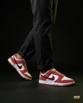 NK Leather Panelled Low Court Trainer Mixed 3 Red White Burgundy