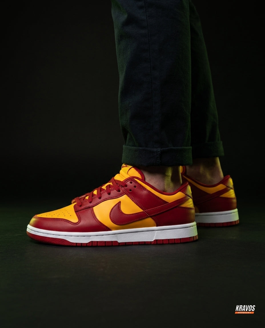 NK Leather Panelled Low Court Trainer Mixed 3 Red Yellow