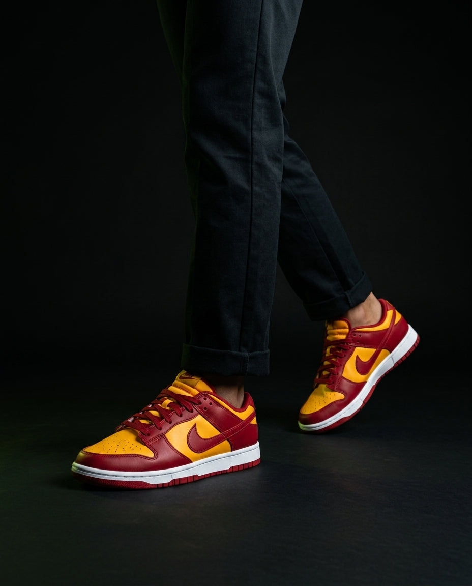 NK Leather Panelled Low Court Trainer Mixed 3 Red Yellow