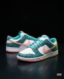 NK Leather Panelled Low Court Trainer Mixed 3 Teal White Pink