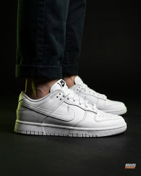 NK Leather Panelled Low Court Trainer White Triple White