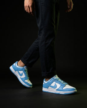 NK Leather Panelled Low Court Trainer Blue University Blue White