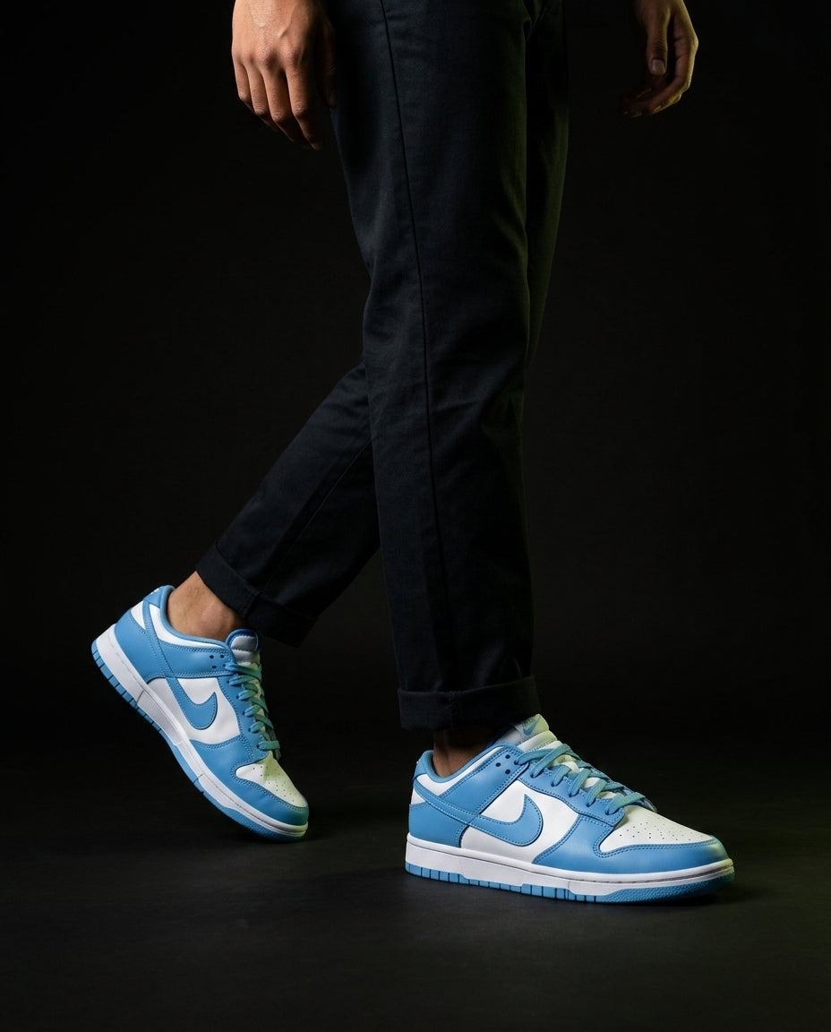 NK Leather Panelled Low Court Trainer Blue University Blue White