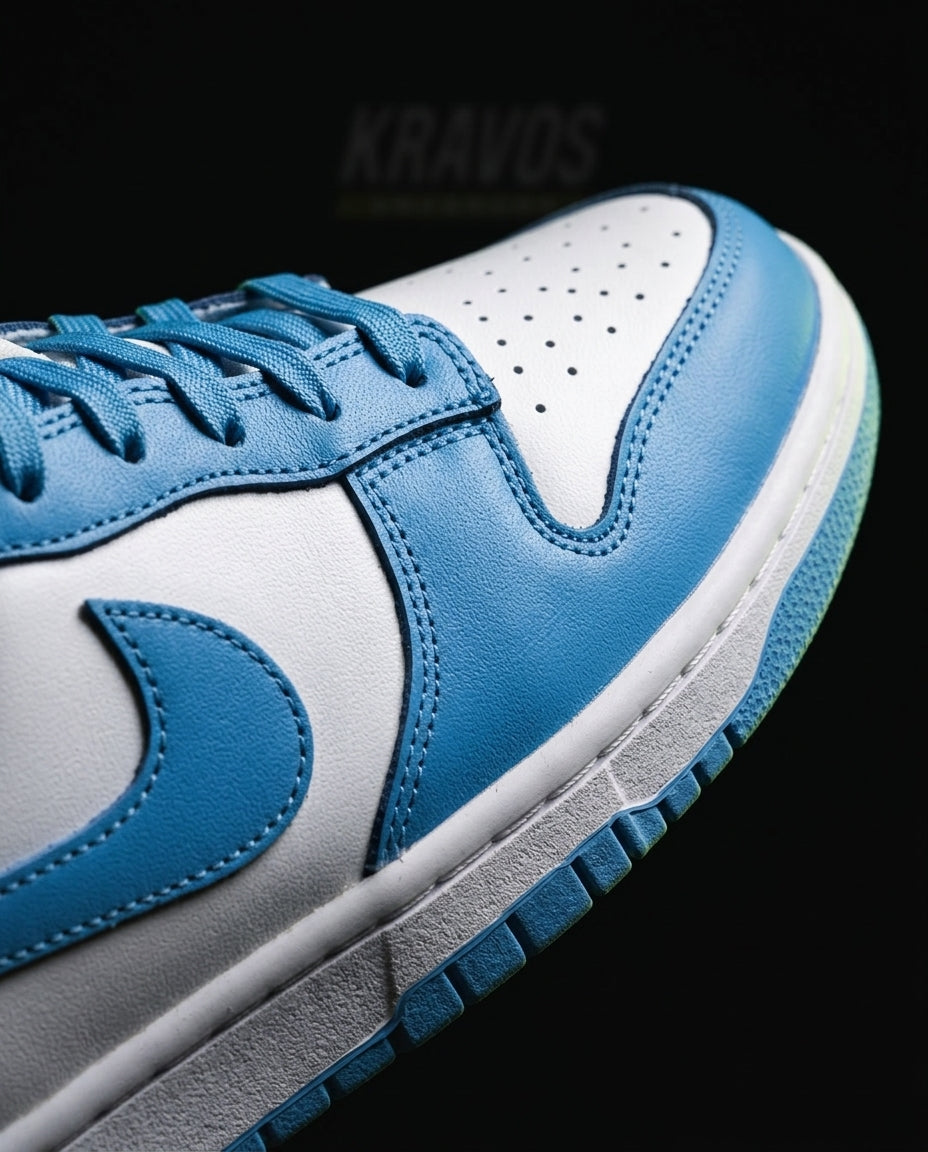 NK Leather Panelled Low Court Trainer Blue University Blue White