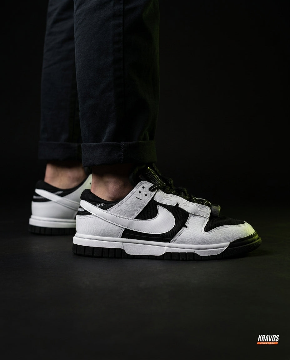 NK Leather Panelled Low Court Trainer Mixed 2 White Black