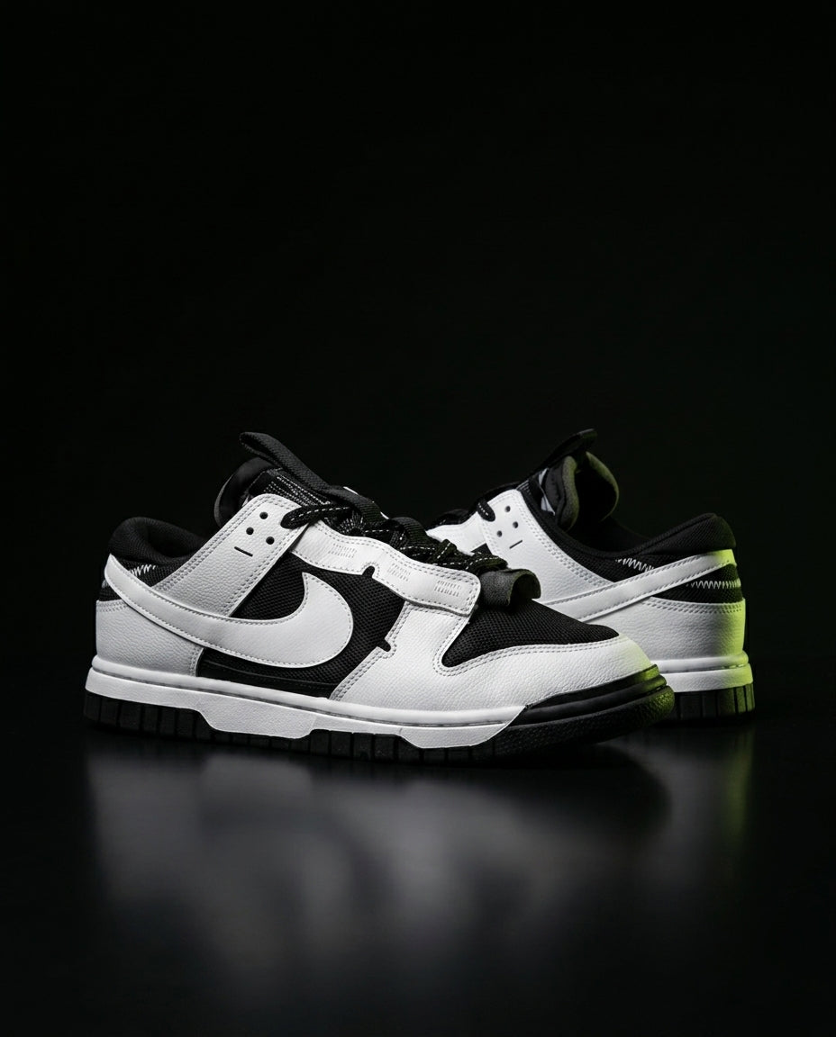 NK Leather Panelled Low Court Trainer Mixed 2 White Black