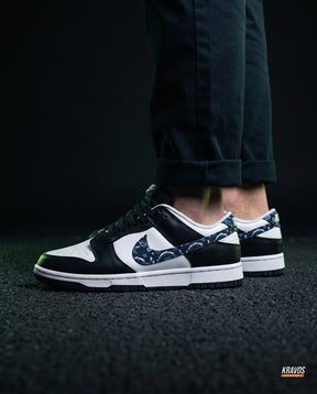 NK Leather Panelled Low Court Trainer White White Black Paisley