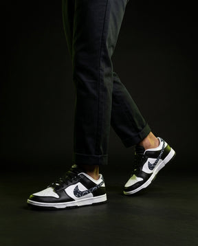 NK Leather Panelled Low Court Trainer White White Black Paisley