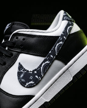 NK Leather Panelled Low Court Trainer White White Black Paisley