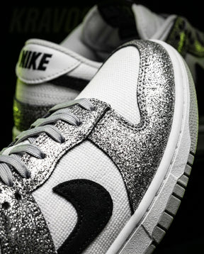 NK Leather Panelled Low Court Trainer White White Black Silver