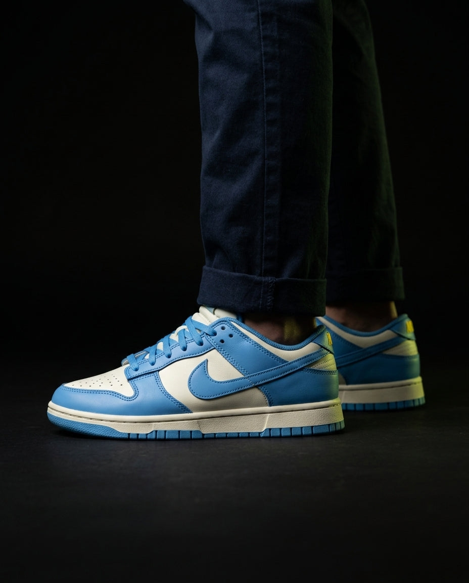 NK Leather Panelled Low Court Trainer Blue White Blue