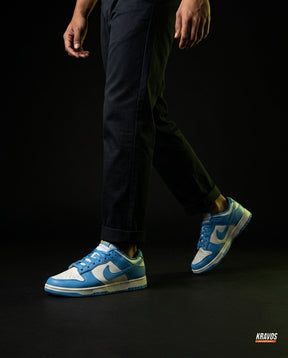 NK Leather Panelled Low Court Trainer Blue White Blue