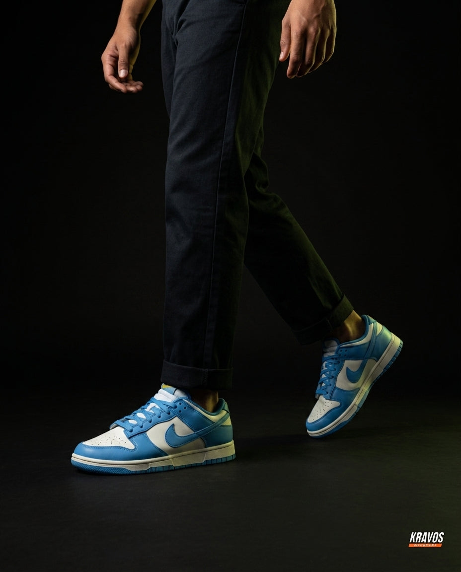 NK Leather Panelled Low Court Trainer Blue White Blue
