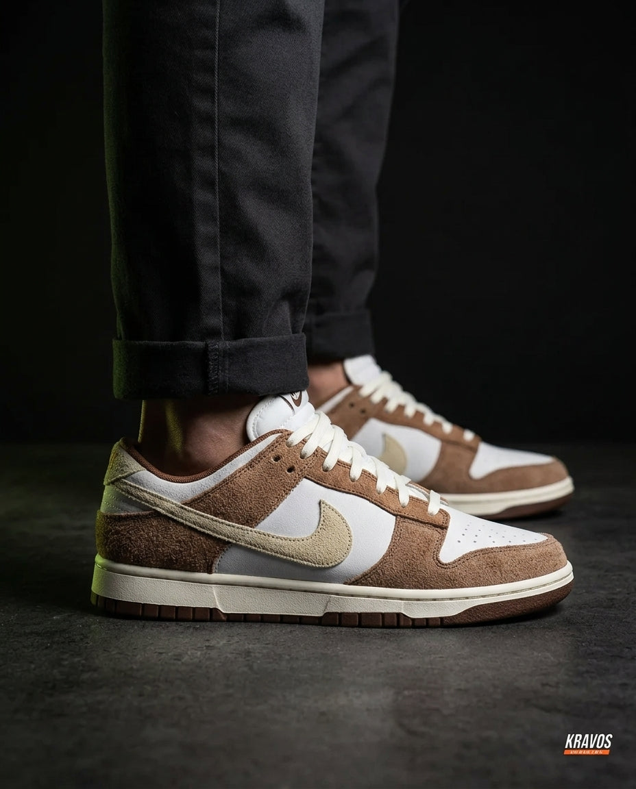 NK Leather Panelled Low Court Trainer Mixed 2 White Brown Tan