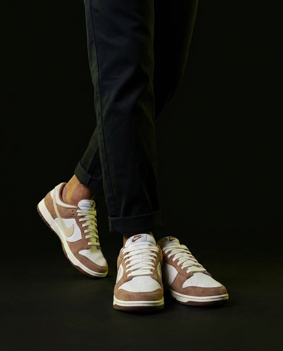 NK Leather Panelled Low Court Trainer Mixed 2 White Brown Tan