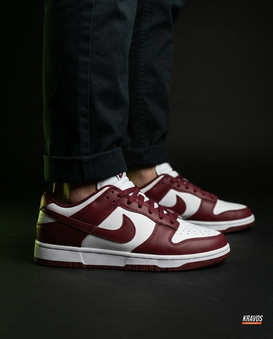 NK Leather Panelled Low Court Trainer Mixed 1 White Burgundy
