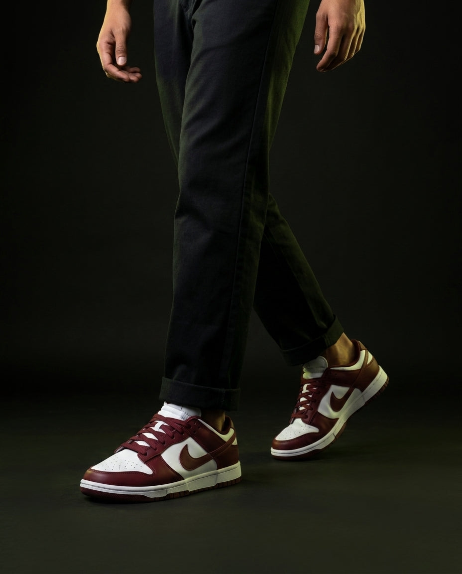 NK Leather Panelled Low Court Trainer Mixed 1 White Burgundy