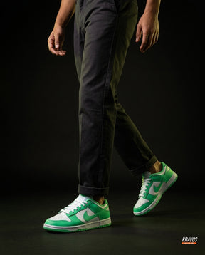NK Leather Panelled Low Court Trainer Green White Green