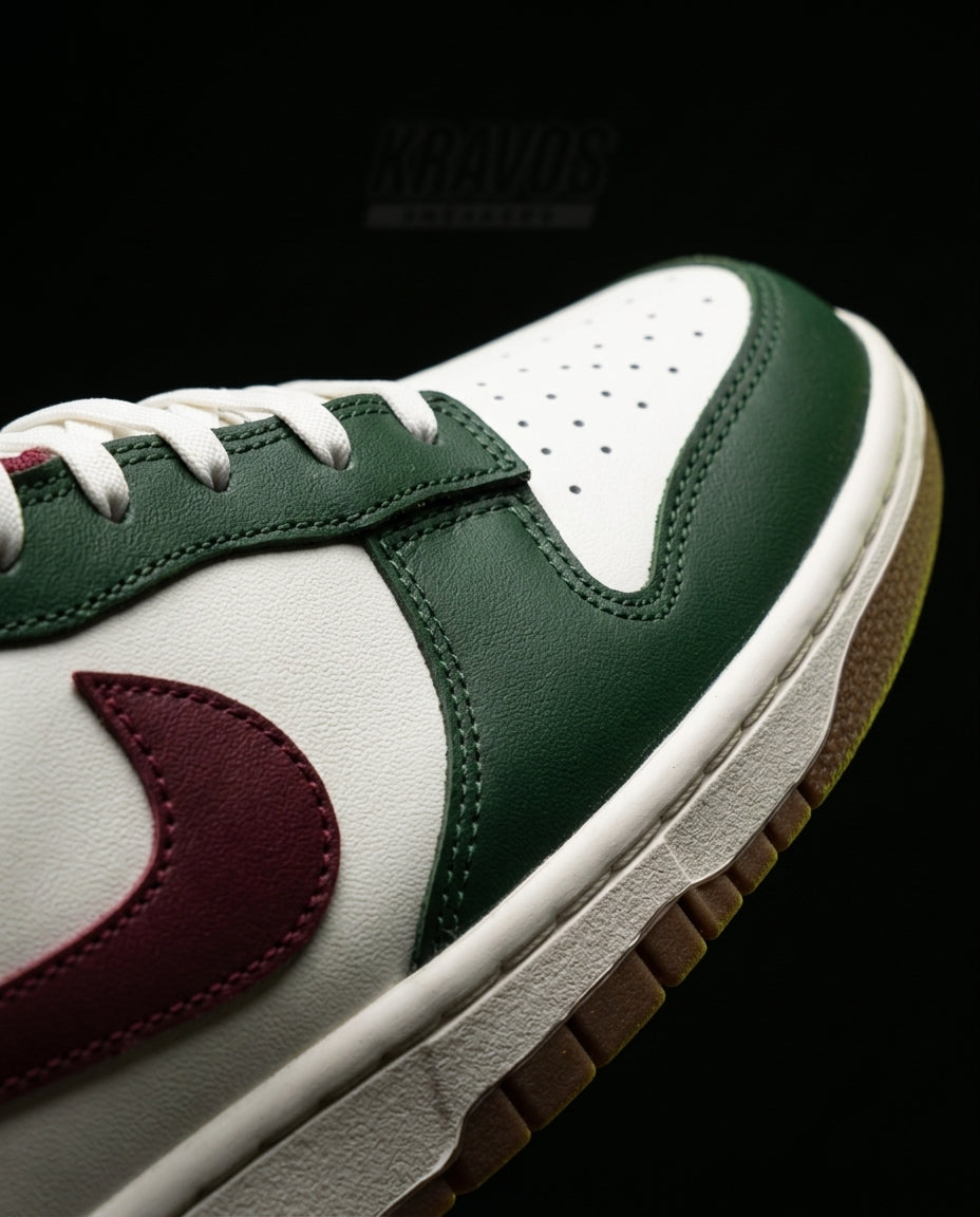 NK Leather Panelled Low Court Trainer Mixed 2 White Green Burgundy