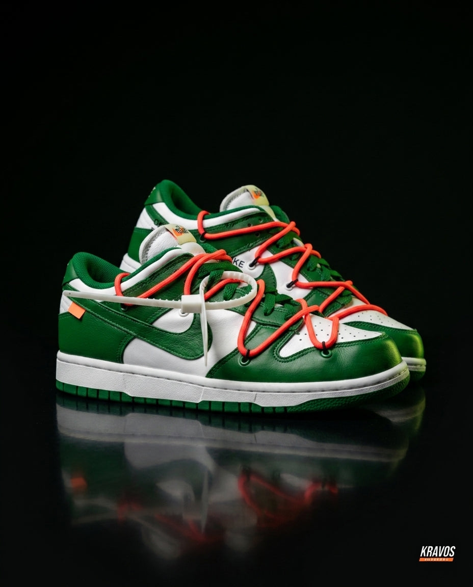 NK Leather Panelled Low Court Trainer Mixed 3 White Green Orange