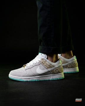 NK Leather Panelled Low Court Trainer White White Grey Mint