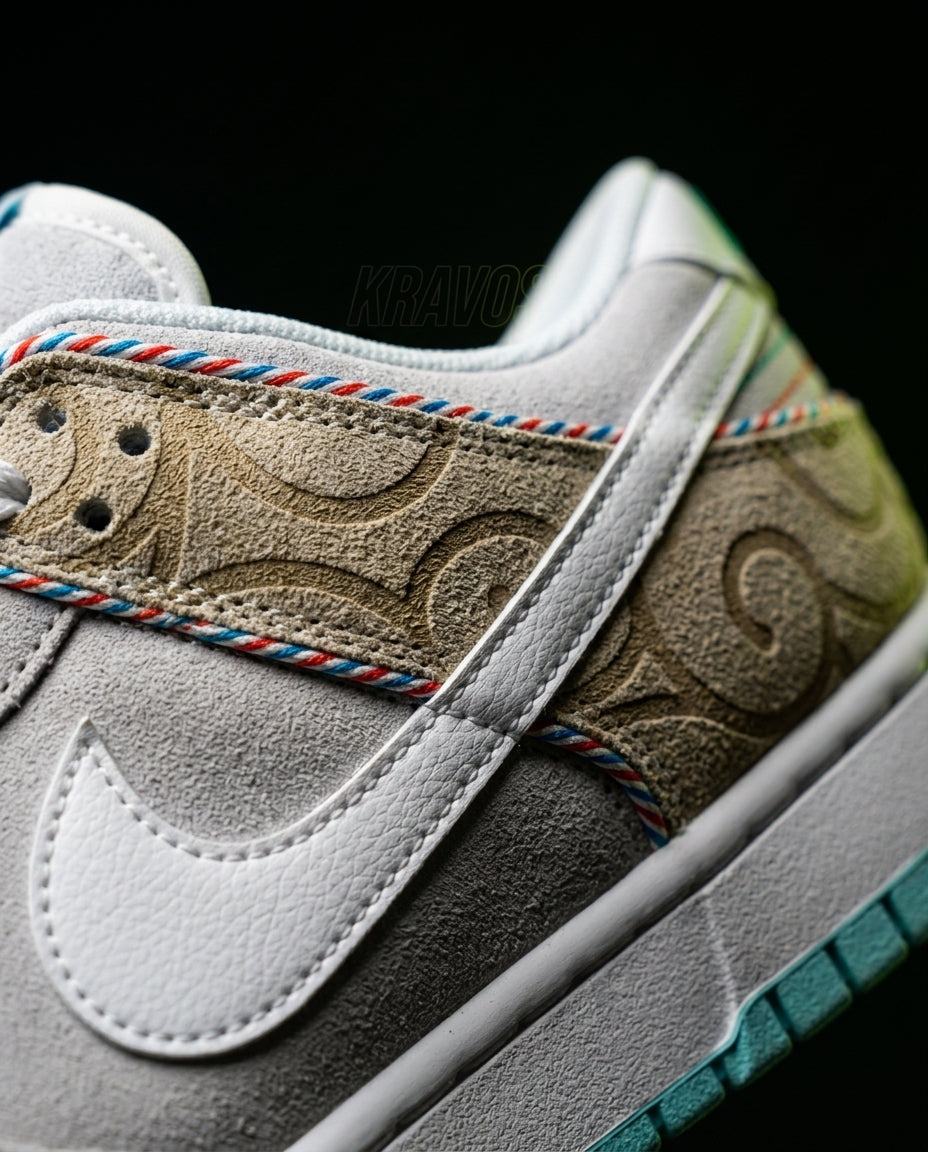NK Leather Panelled Low Court Trainer White White Grey Mint