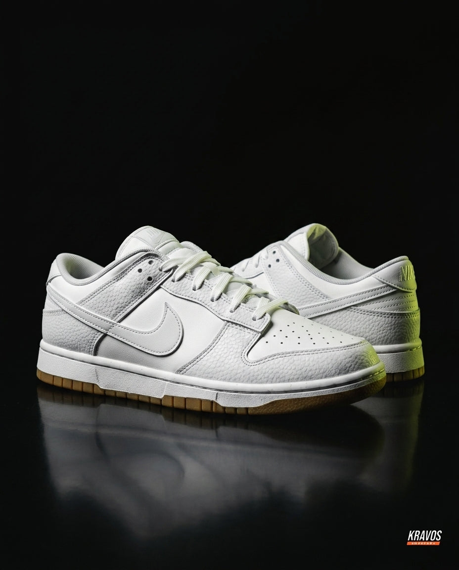 NK Leather Panelled Low Court Trainer White White Gum