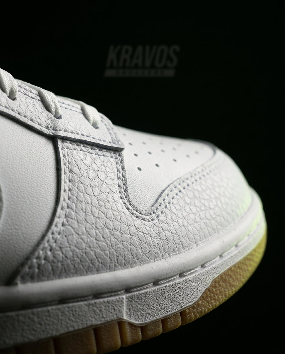 NK Leather Panelled Low Court Trainer White White Gum