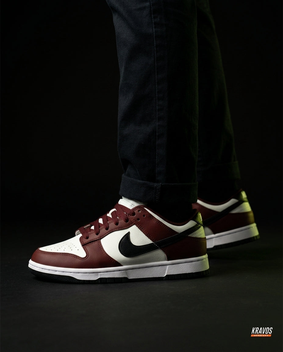 NK Leather Panelled Low Court Trainer Mixed 1 White Maroon Black