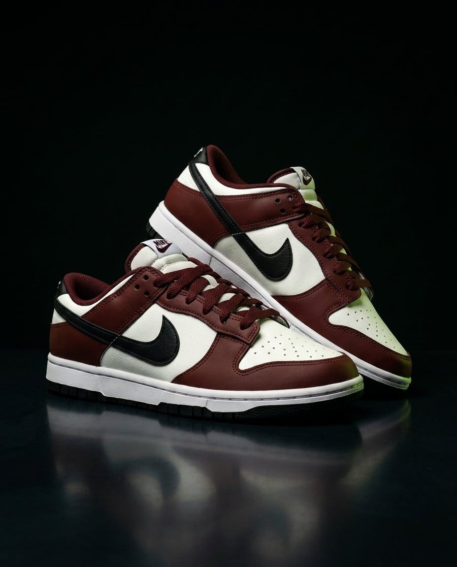NK Leather Panelled Low Court Trainer Mixed 1 White Maroon Black